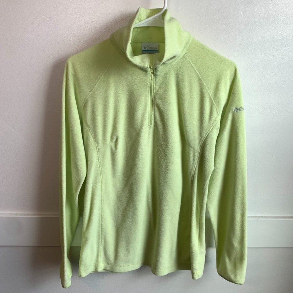 Columbia Neon Yellow Fleece Quarter Zip Long Sleeve Pullover